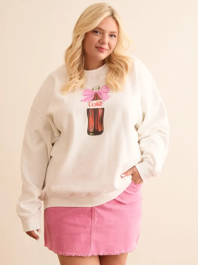 Diet Coke Bow Graphic Sweatshirt White Women Altar039d State Tops