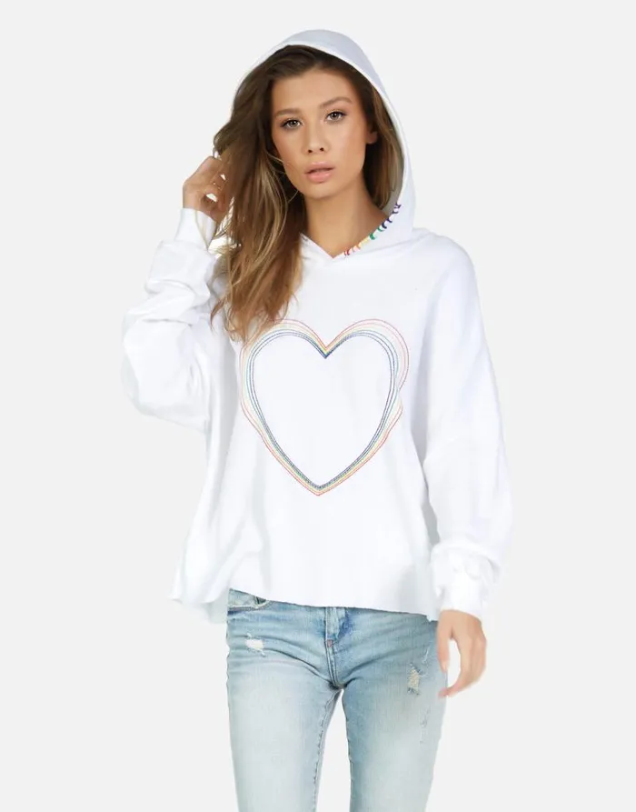 Dita Rainbow Heart White Women Lauren Moshi Hoodies