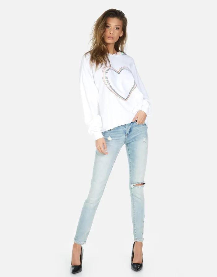Dita Rainbow Heart White Women Lauren Moshi Hoodies
