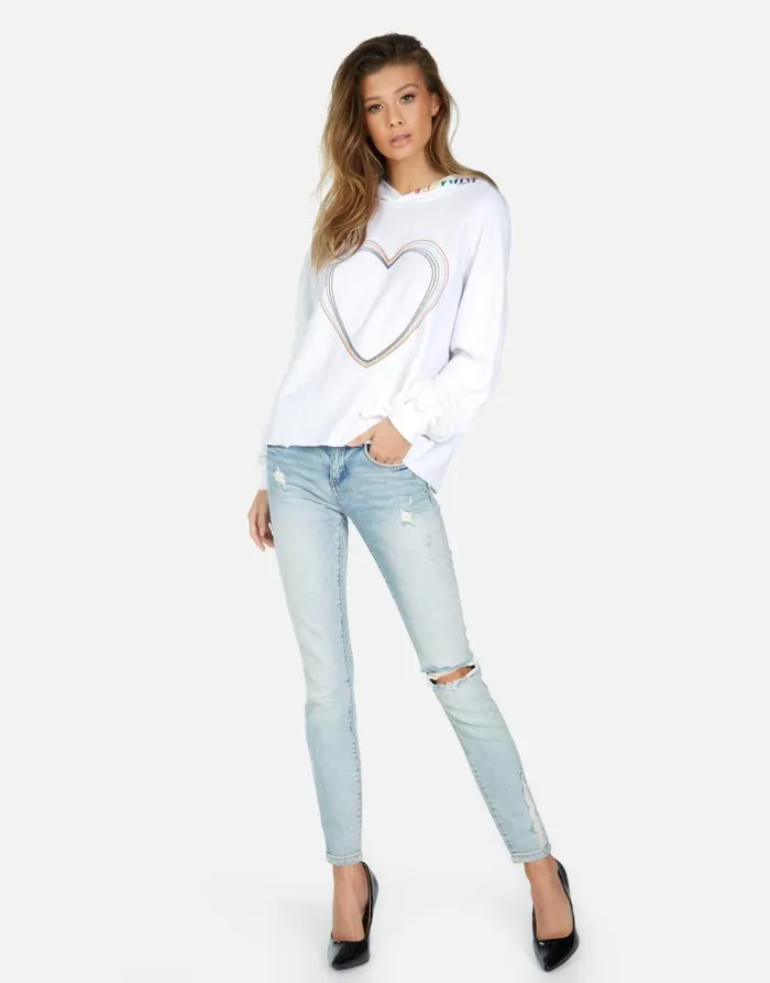 Dita Rainbow Heart White Women Lauren Moshi Hoodies
