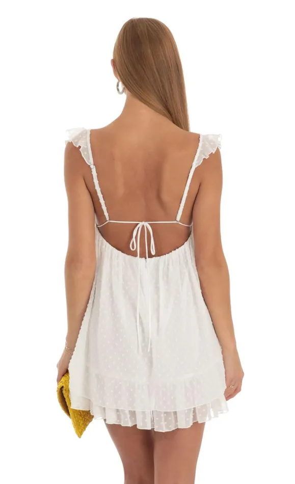 Dotted Flare Dress White Women LUCY IN THE SKY Mini Dresses Dotted Flare Dress White Women LUCY IN THE SKY Mini Dresses