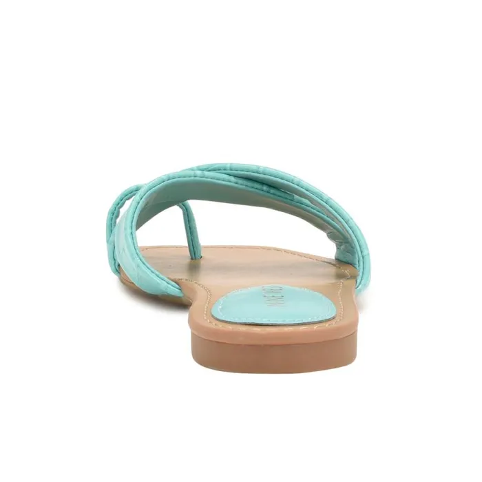 Dotty Flat Slide Sandals Aqua Blue Embossed Croco Women Nine West Sandals Dotty Flat Slide Sandals Aqua Blue Embossed Croco Women Nine West Sandals