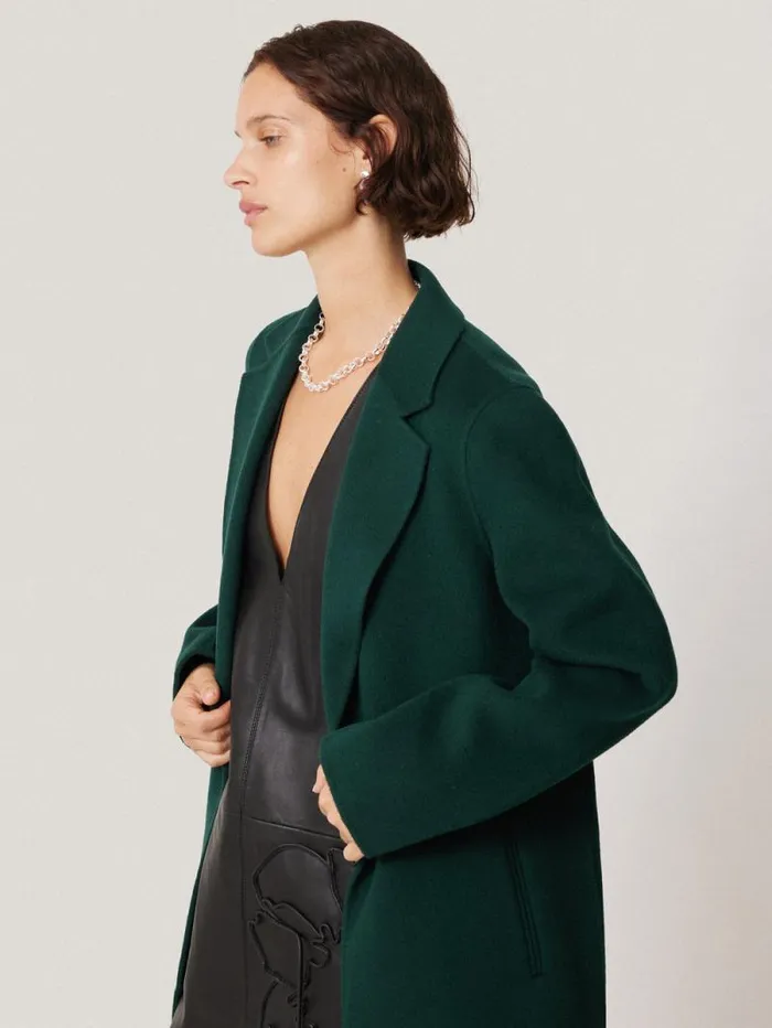 Double Faced Tailored Coat Green Women Jigsaw Coats and Jackets