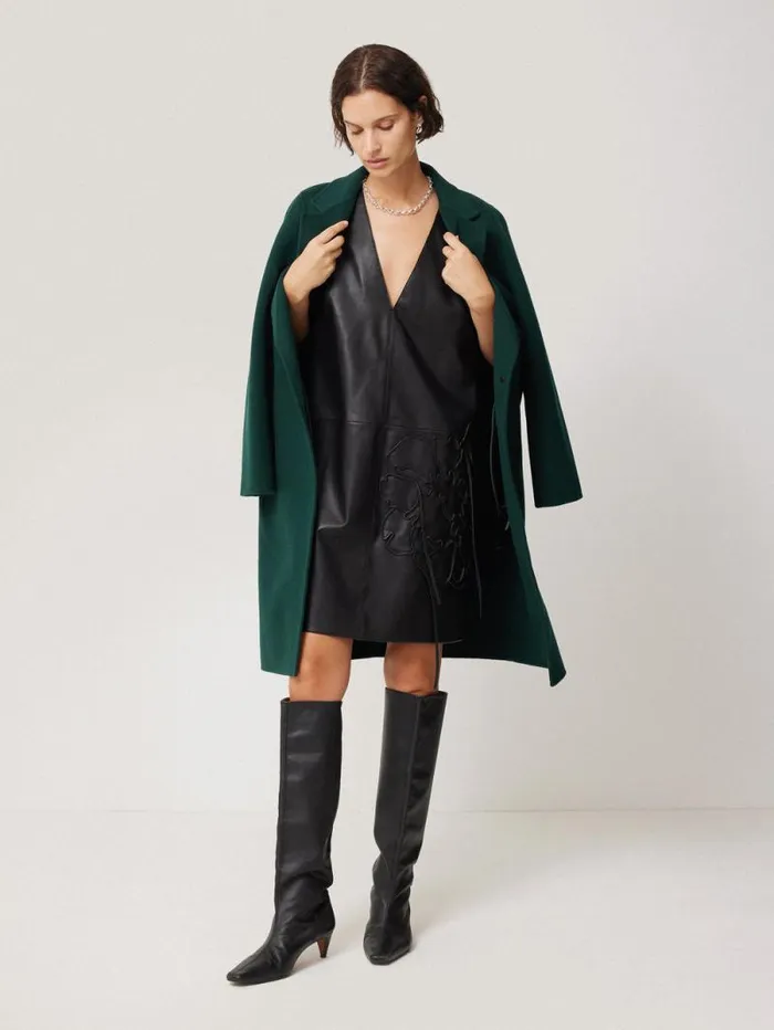 Double Faced Tailored Coat Green Women Jigsaw Coats and Jackets
