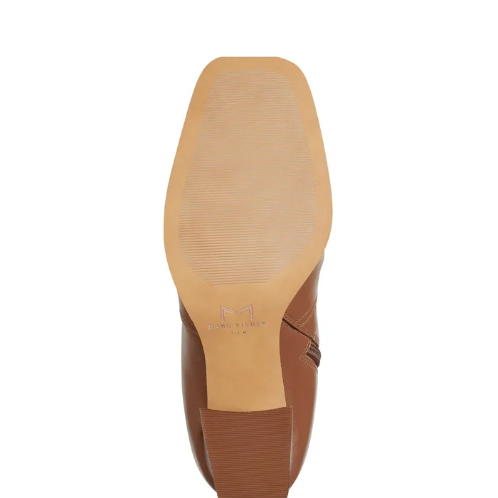 Dreeam Block Heeled Boot Tan Leather Boots and Booties Marc Fisher Women