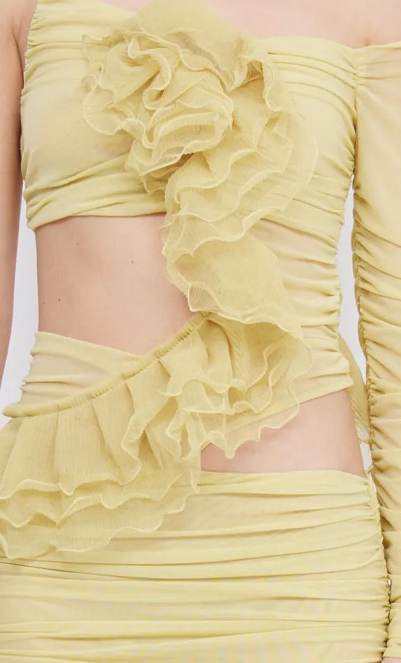 Dresses Bec Bridge Spiral Crush Asym Maxi Citrus