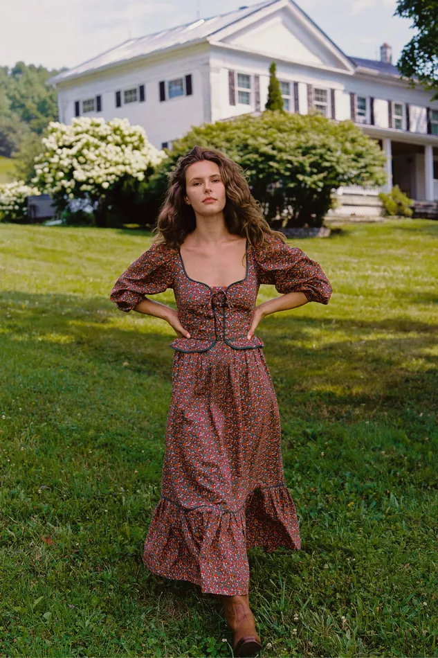 Dresses Christy Dawn Women The Narcissa Dress Evergreen Apple Harvest