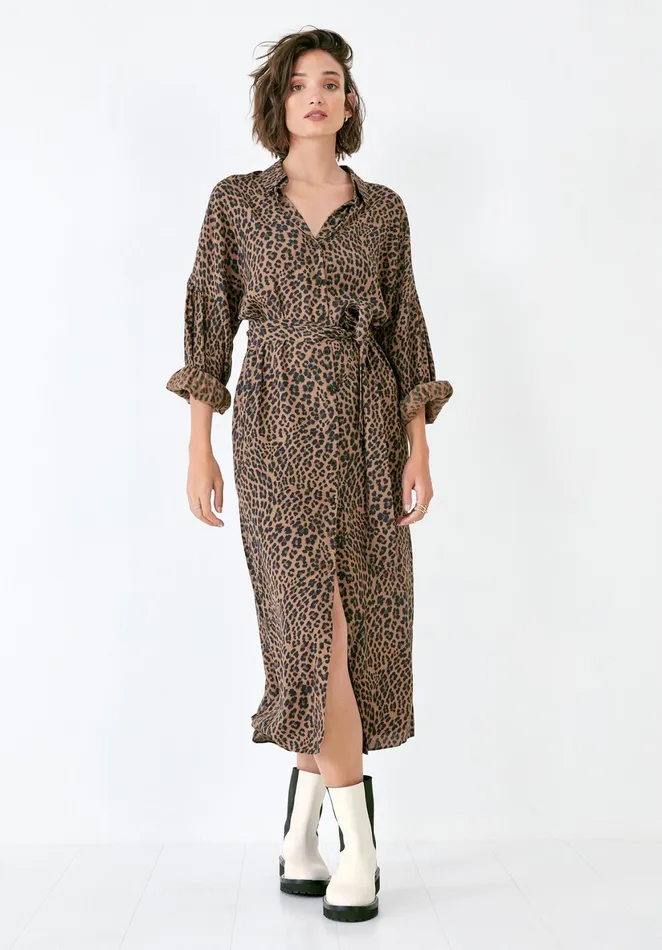 Dresses Women Hush Evana Shirt Dress Brown Leopard Skin