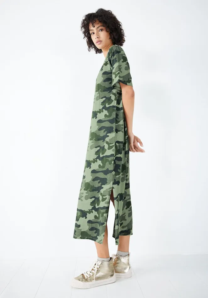 Dresses Women Hush Jamie Jersey Midi Dress Vintage Camo Khaki