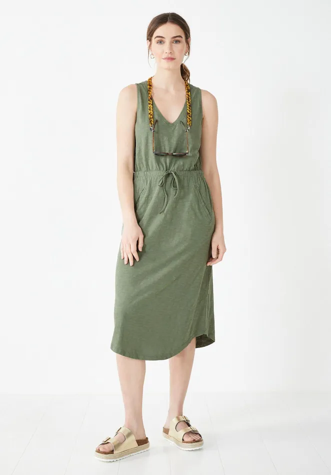 Dresses Women Hush VNeck Jersey Midi Dress Khaki Green