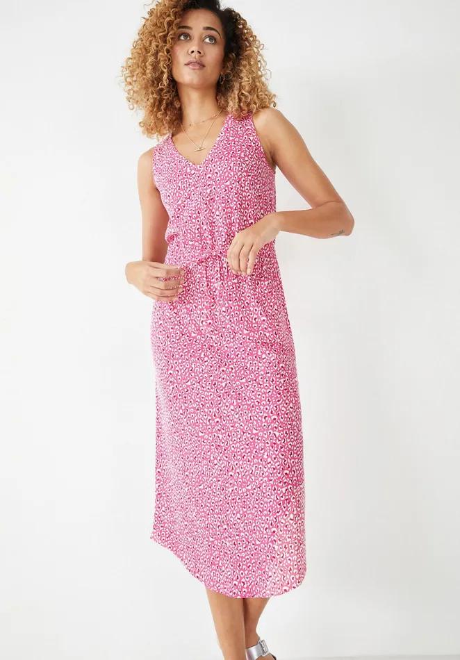 Dresses Women Hush VNeck Midi Jersey Dress Graphic Leopard Pink