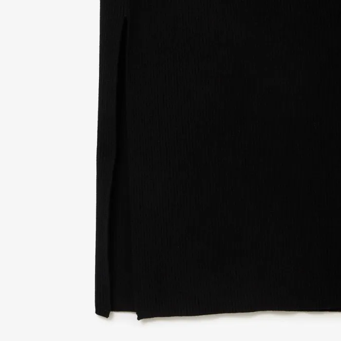 Dresses Women Lacoste Women039s Long Seamless Knit Ribbed Polo Dress Black 031