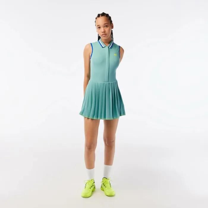 Dresses Women Lacoste Women039s SPORT Pleated Tennis Dress Green Light Green Qyi
