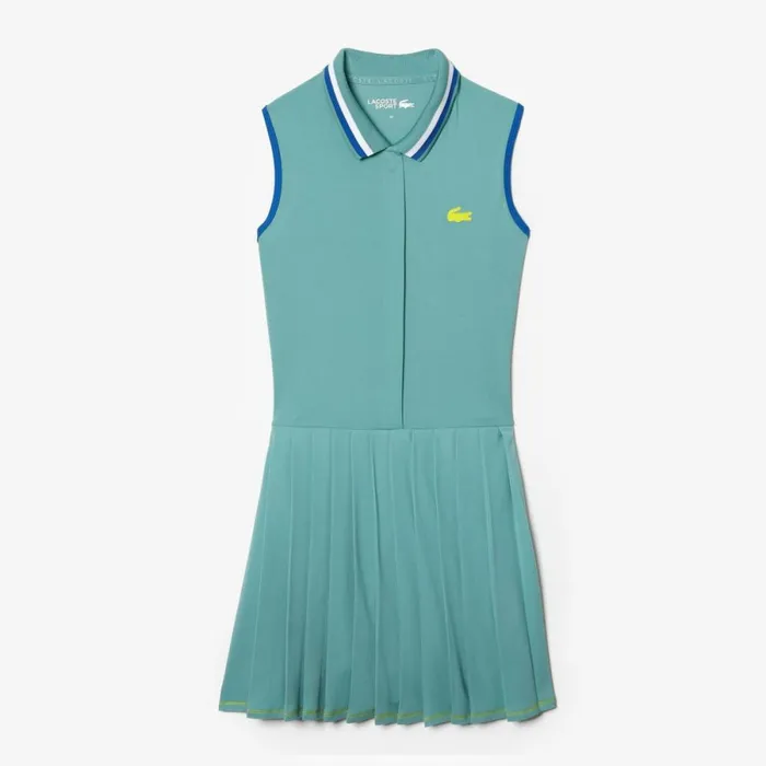 Dresses Women Lacoste Women039s SPORT Pleated Tennis Dress Green Light Green Qyi