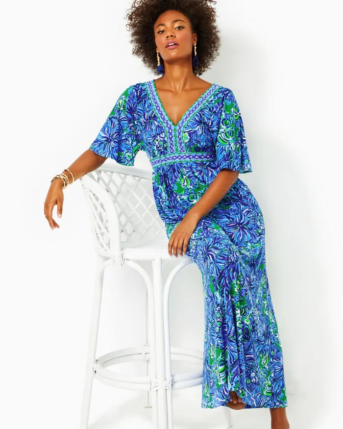 Dresses Women Lilly Pulitzer Addison Elbow Sleeve Maxi Dress Abaco Blue In Turtle Awe Engineered Maxi Dress Dresses Women Lilly Pulitzer Addison Elbow Sleeve Maxi Dress Abaco Blue In Turtle Awe Engineered Maxi Dress
