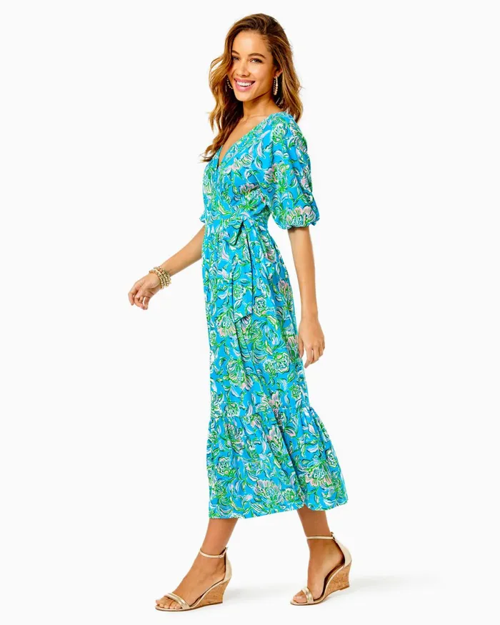 Dresses Women Lilly Pulitzer Brantley Midi Wrap Dress Cumulus Blue Chick Magnet Dresses Women Lilly Pulitzer Brantley Midi Wrap Dress Cumulus Blue Chick Magnet