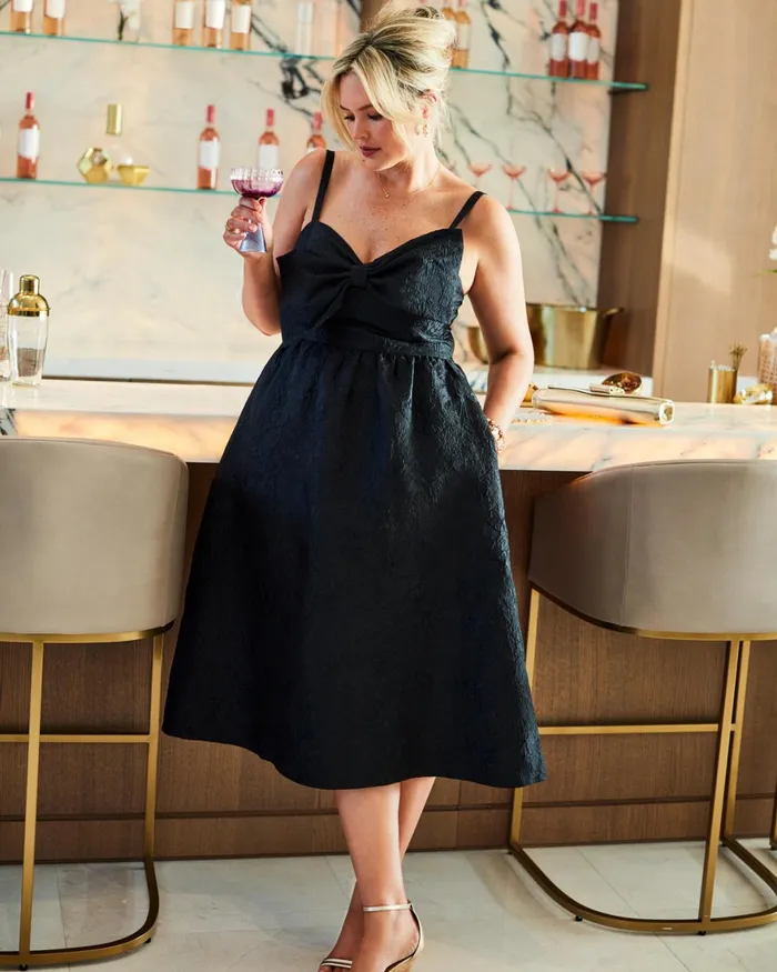 Dresses Women Lilly Pulitzer Ellara Jacquard Midi Bow Dress Onyx Leaf An Impression Jacquard Dresses Women Lilly Pulitzer Ellara Jacquard Midi Bow Dress Onyx Leaf An Impression Jacquard