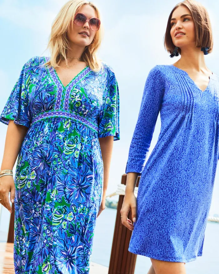 Dresses Women Lilly Pulitzer Fairfax 34 Sleeve Dress Alba Blue Easy Peasy