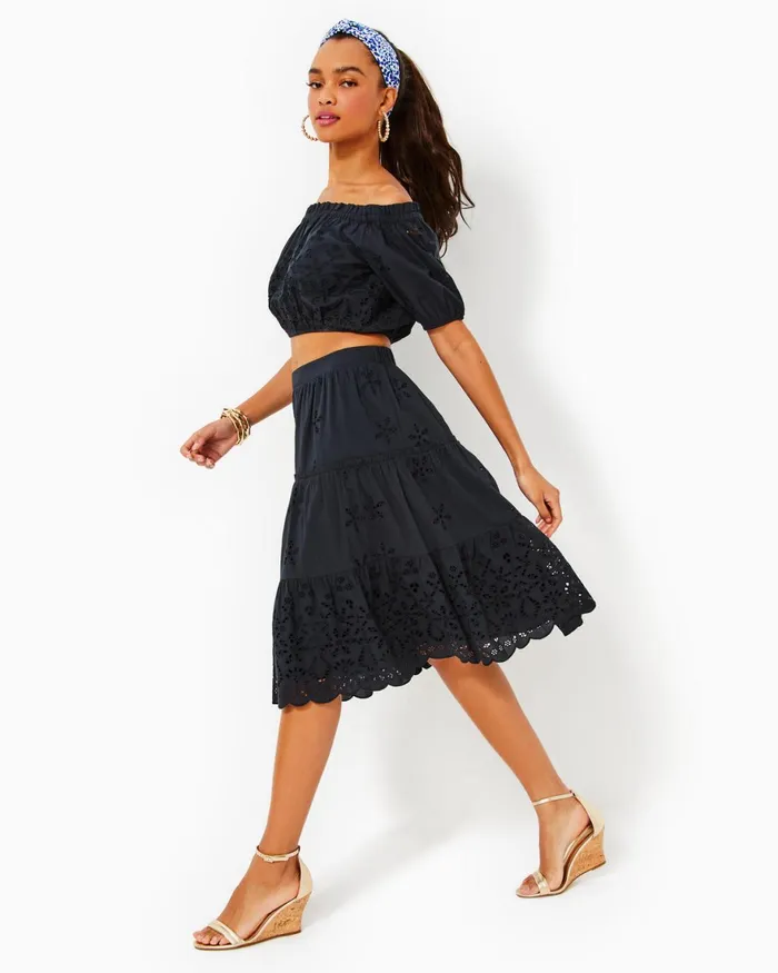 Dresses Women Lilly Pulitzer Penley Midi Set Onyx Calypso Eyelet