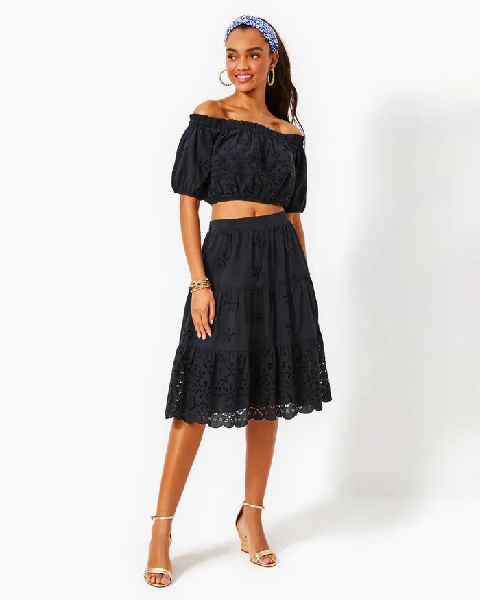 Dresses Women Lilly Pulitzer Penley Midi Set Onyx Calypso Eyelet