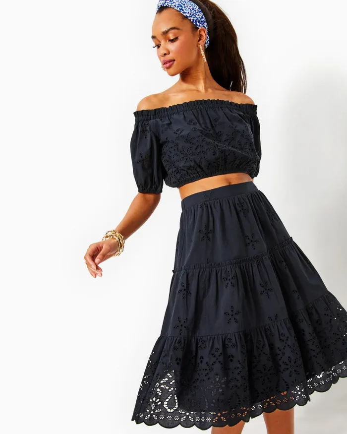 Dresses Women Lilly Pulitzer Penley Midi Set Onyx Calypso Eyelet