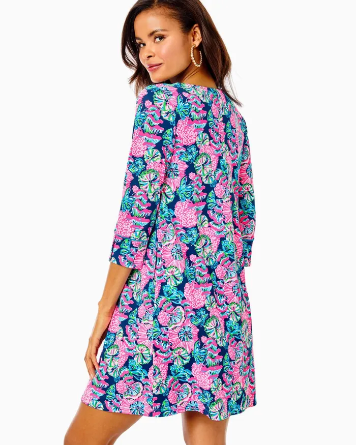 Dresses Women Lilly Pulitzer UPF 50 Solia ChillyLilly Dress Oyster Bay Navy Shroom With A View