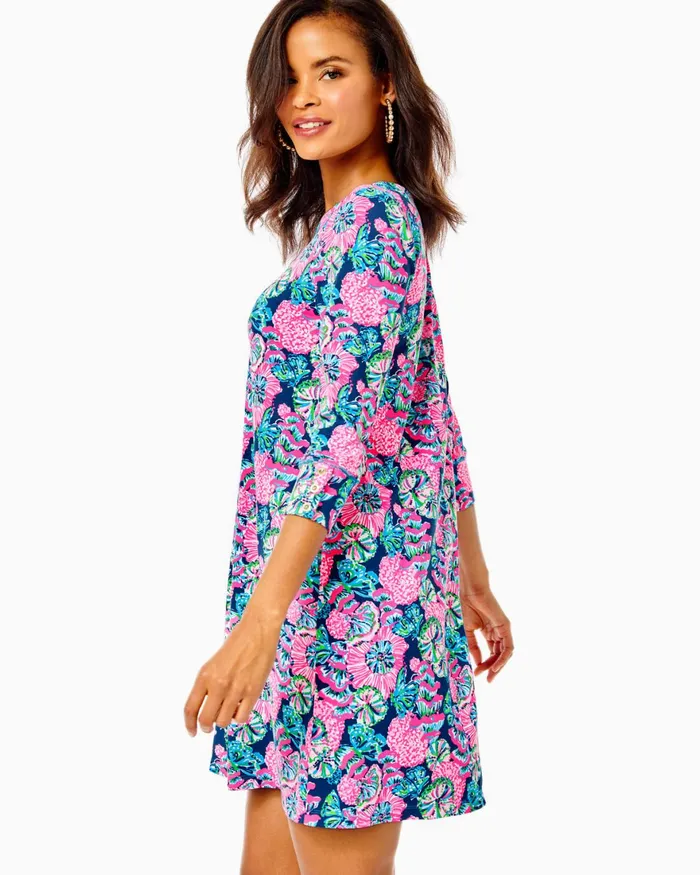 Dresses Women Lilly Pulitzer UPF 50 Solia ChillyLilly Dress Oyster Bay Navy Shroom With A View