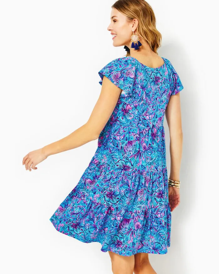 Dresses Women Lilly Pulitzer UPF 50 Solia ChillyLilly Dress Oyster Bay Navy Shroom With A View