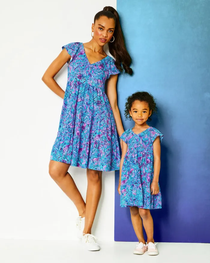 Dresses Women Lilly Pulitzer UPF 50 Solia ChillyLilly Dress Oyster Bay Navy Shroom With A View