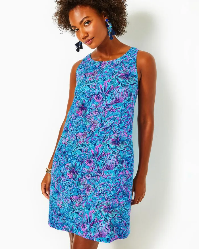 Dresses Women Lilly Pulitzer UPF 50 Solia ChillyLilly Dress Oyster Bay Navy Shroom With A View