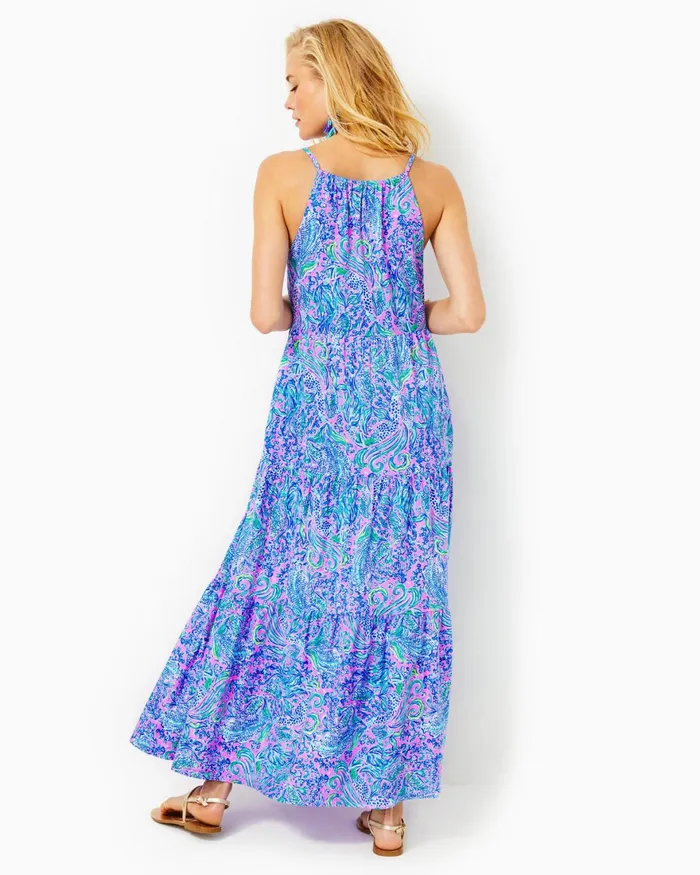 Dresses Women Lilly Pulitzer UPF 50 Solia ChillyLilly Dress Oyster Bay Navy Shroom With A View