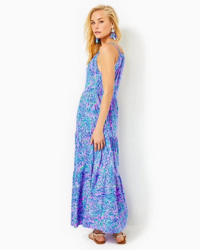Dresses Women Lilly Pulitzer UPF 50 Solia ChillyLilly Dress Oyster Bay Navy Shroom With A View