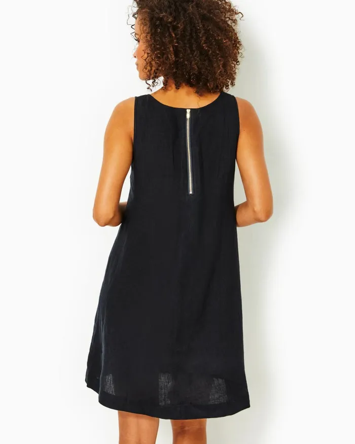 Dresses Women Lilly Pulitzer UPF 50 Solia ChillyLilly Dress Oyster Bay Navy Shroom With A View