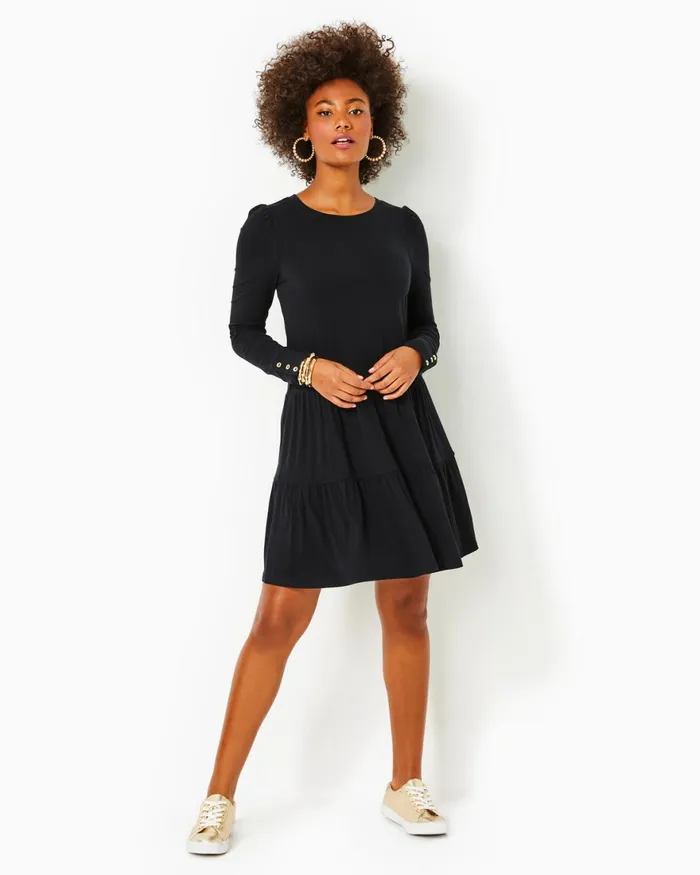 Dresses Women Lilly Pulitzer UPF 50 Solia ChillyLilly Dress Oyster Bay Navy Shroom With A View