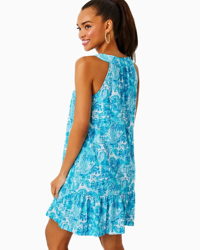 Dresses Women Lilly Pulitzer UPF 50 Solia ChillyLilly Dress Oyster Bay Navy Shroom With A View