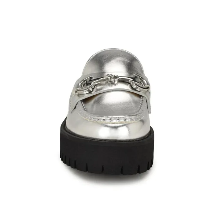 Duntal Lugsole Loafer Mules Silver Women Nine West Flats