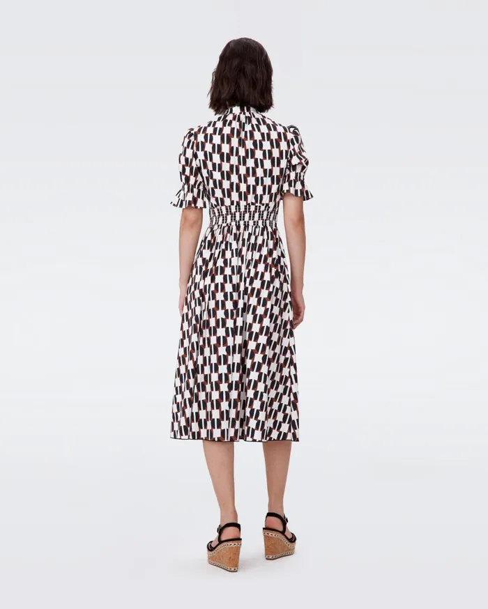 DVF Dresses Women Erica Cotton Midi Dress Maypole Black