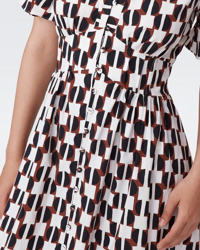 DVF Dresses Women Erica Cotton Midi Dress Maypole Black
