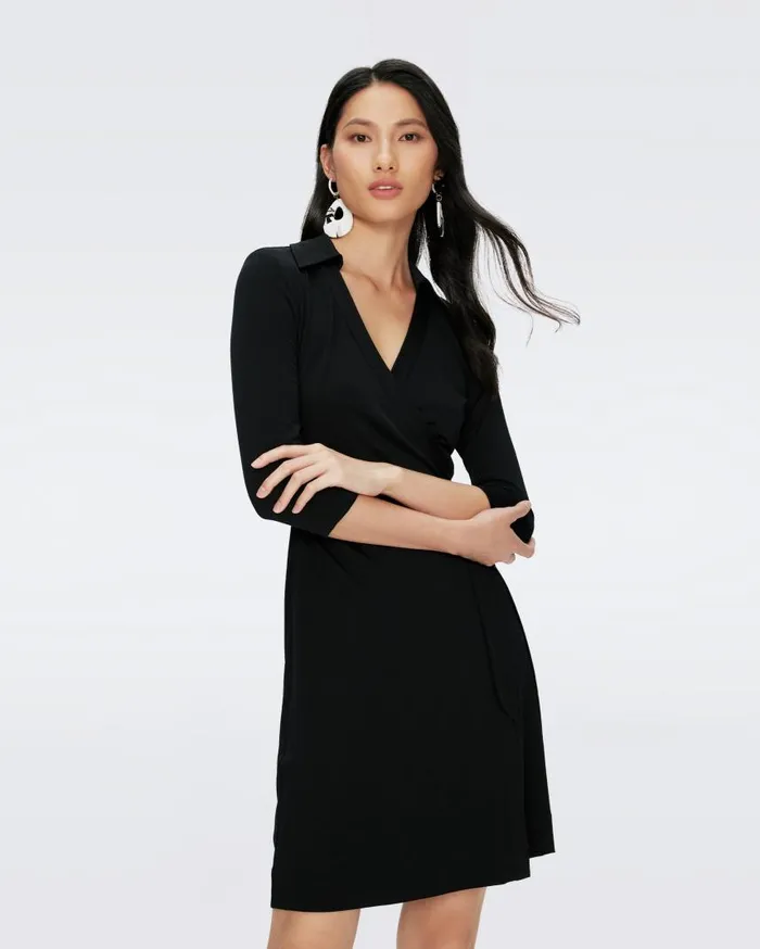 DVF Dresses Women Jeanne Wrap Dress Black