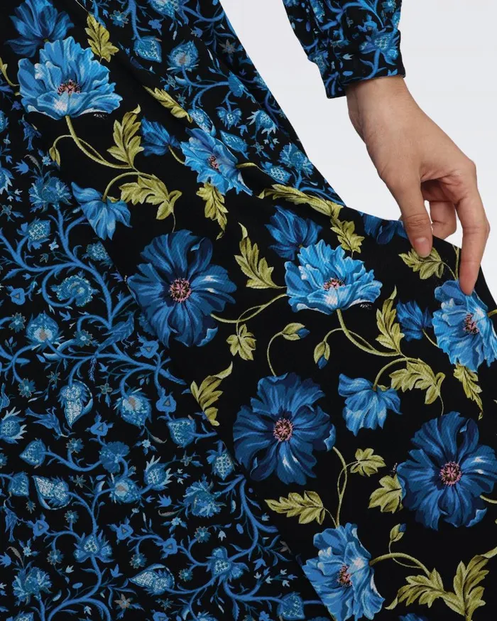 DVF Dresses Women Phoenix Reversible Mesh Wrap Dress Hendrix Floral Teal And Fleetwood Folk Blue