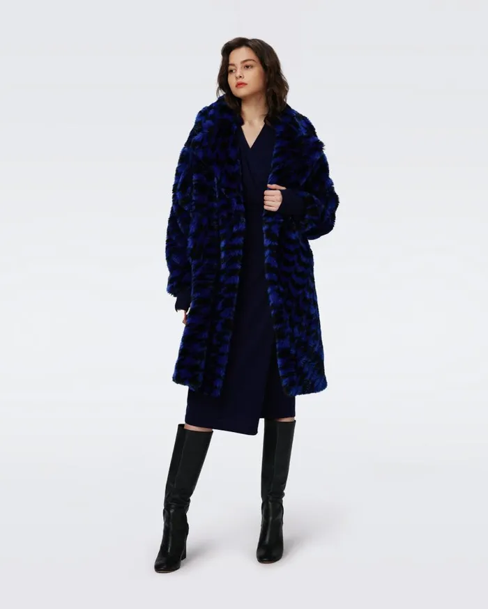 DVF Jackets and Coats Women Arwen Coat Houndstooth Royal Blue