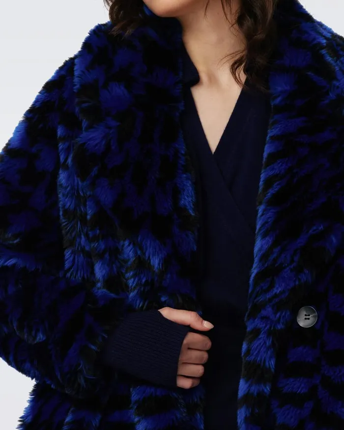DVF Jackets and Coats Women Arwen Coat Houndstooth Royal Blue
