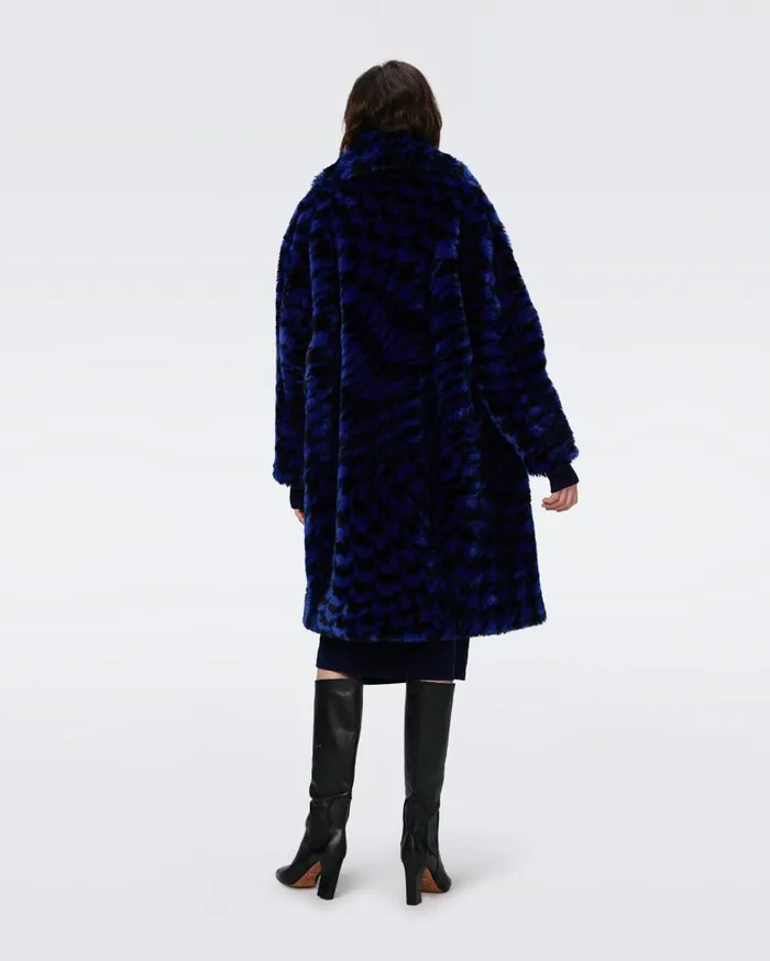 DVF Jackets and Coats Women Arwen Coat Houndstooth Royal Blue