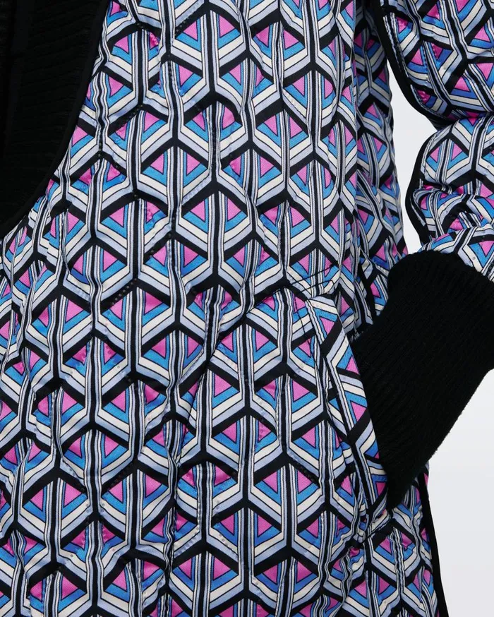 DVF Jackets and Coats Women Loana Reversible Quilted Coat Fishnet Floral And Stadium Geo Purple