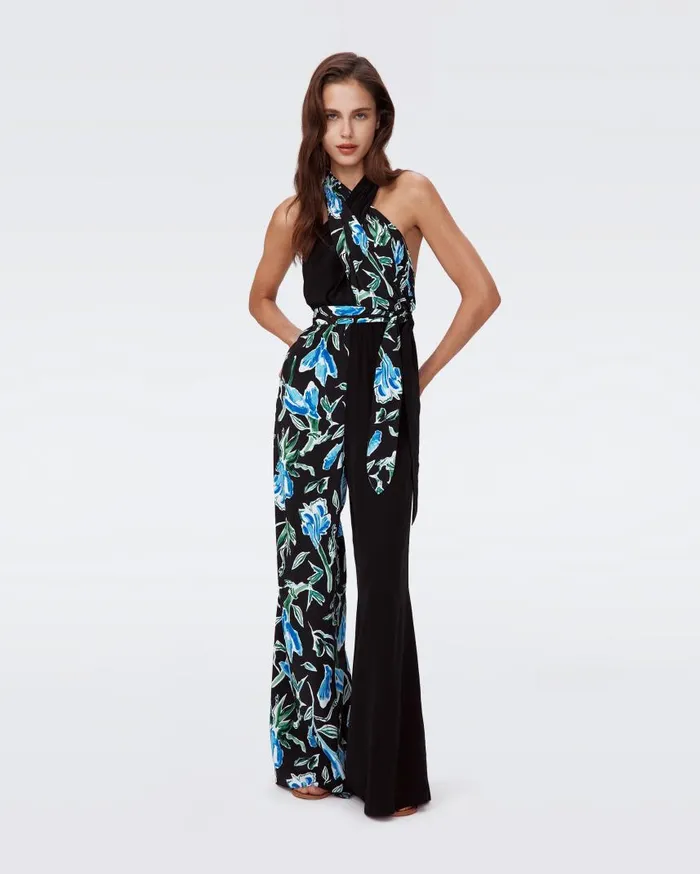 DVF Jumpsuits and Rompers Women Cort Jumpsuit Huge Tulip Fields Blue And Black