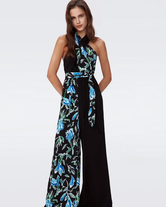 DVF Jumpsuits and Rompers Women Cort Jumpsuit Huge Tulip Fields Blue And Black