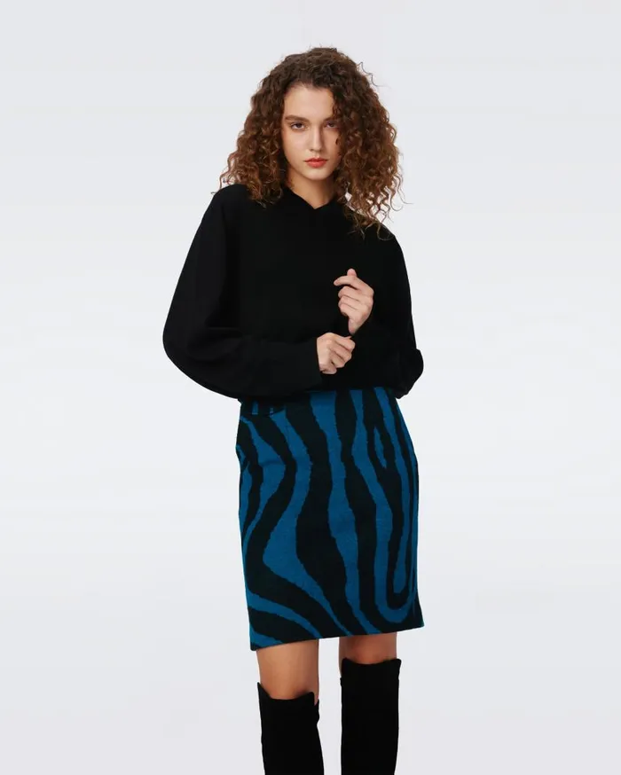 DVF Skirts Women Ethel Jacquard Skirt Huge Zebra Indian Green DVF Skirts Women Ethel Jacquard Skirt Huge Zebra Indian Green