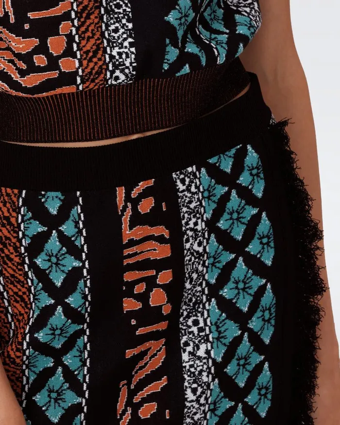 DVF Skirts Women Margarita Knit Jacquard Skirt Multicolor Retro Stripe