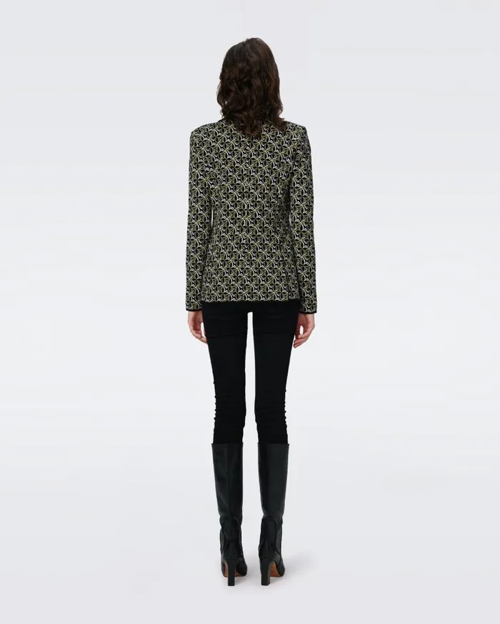 DVF Sweaters and Knits Women Dion Knit Jacquard Jacket Tiny Gig Tile Green