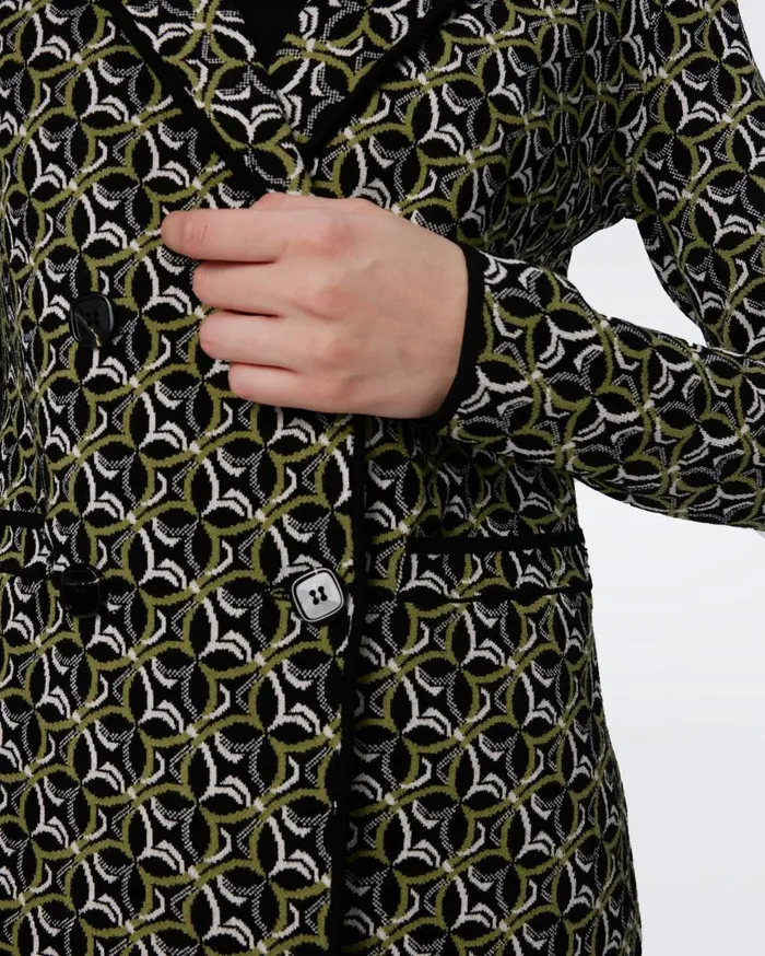 DVF Sweaters and Knits Women Dion Knit Jacquard Jacket Tiny Gig Tile Green
